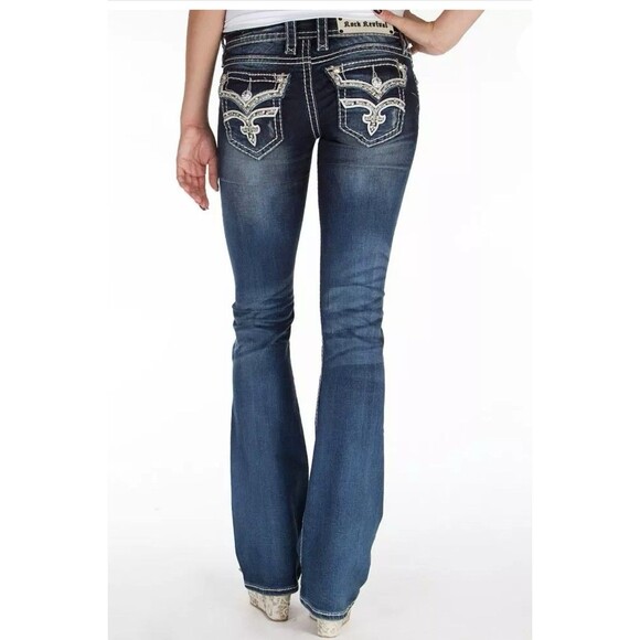 Rock Revival Denim - Rock Revival Etty Bootcut Jeans Women's Stretch Embroidered Rhinestone 25